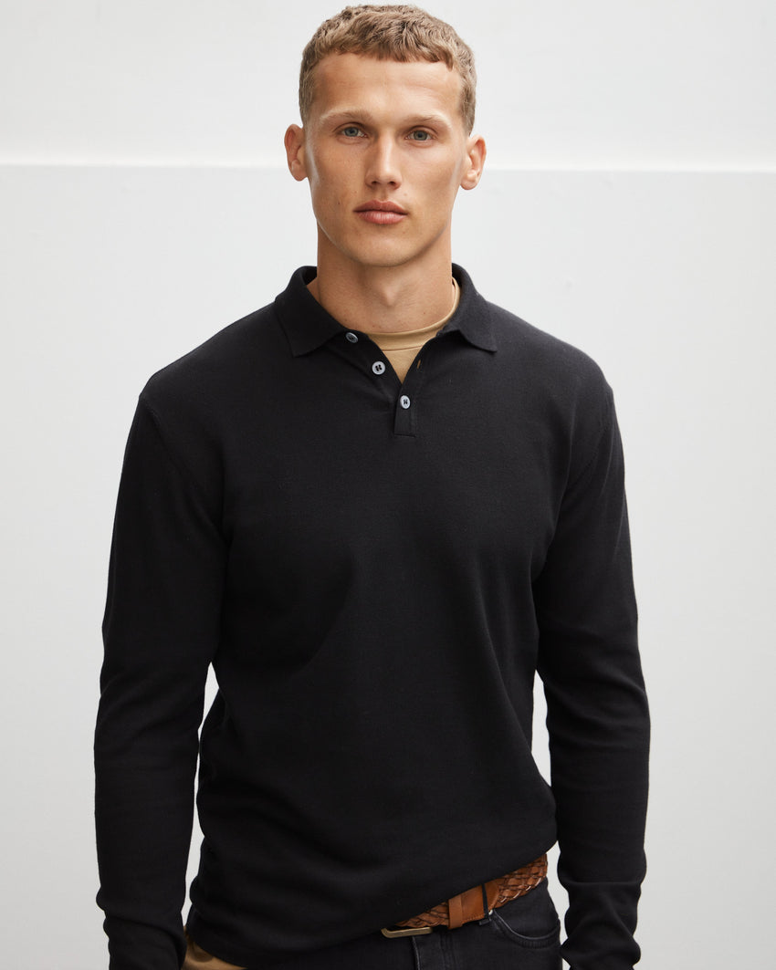 Italian Knitted Long-Sleeve Polo