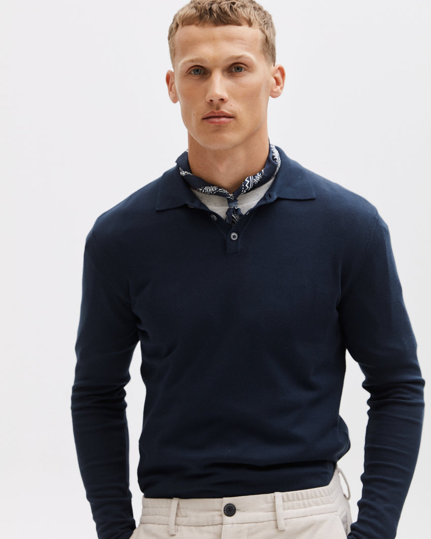 Italian Knitted Long-Sleeve Polo