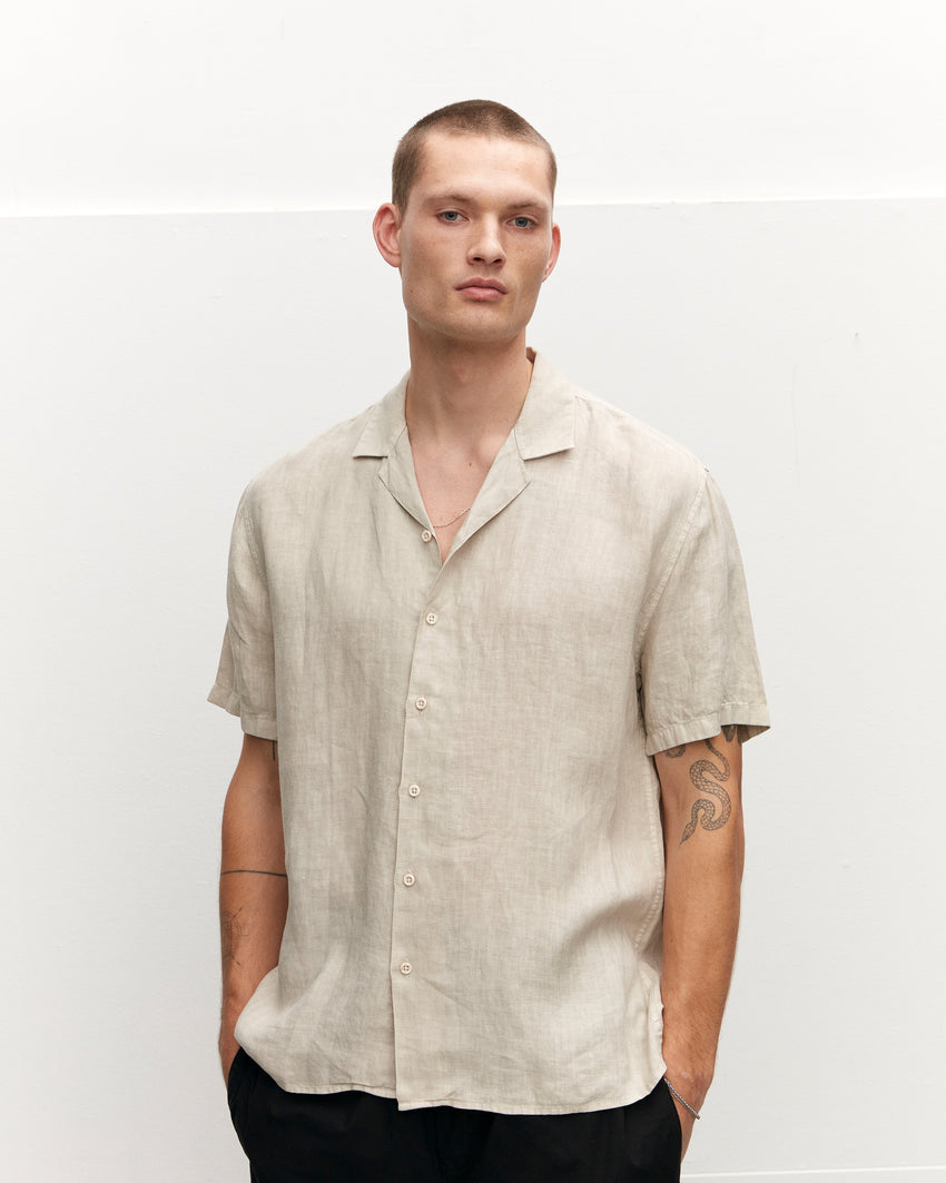 Linnen shirt met korte Mouwen