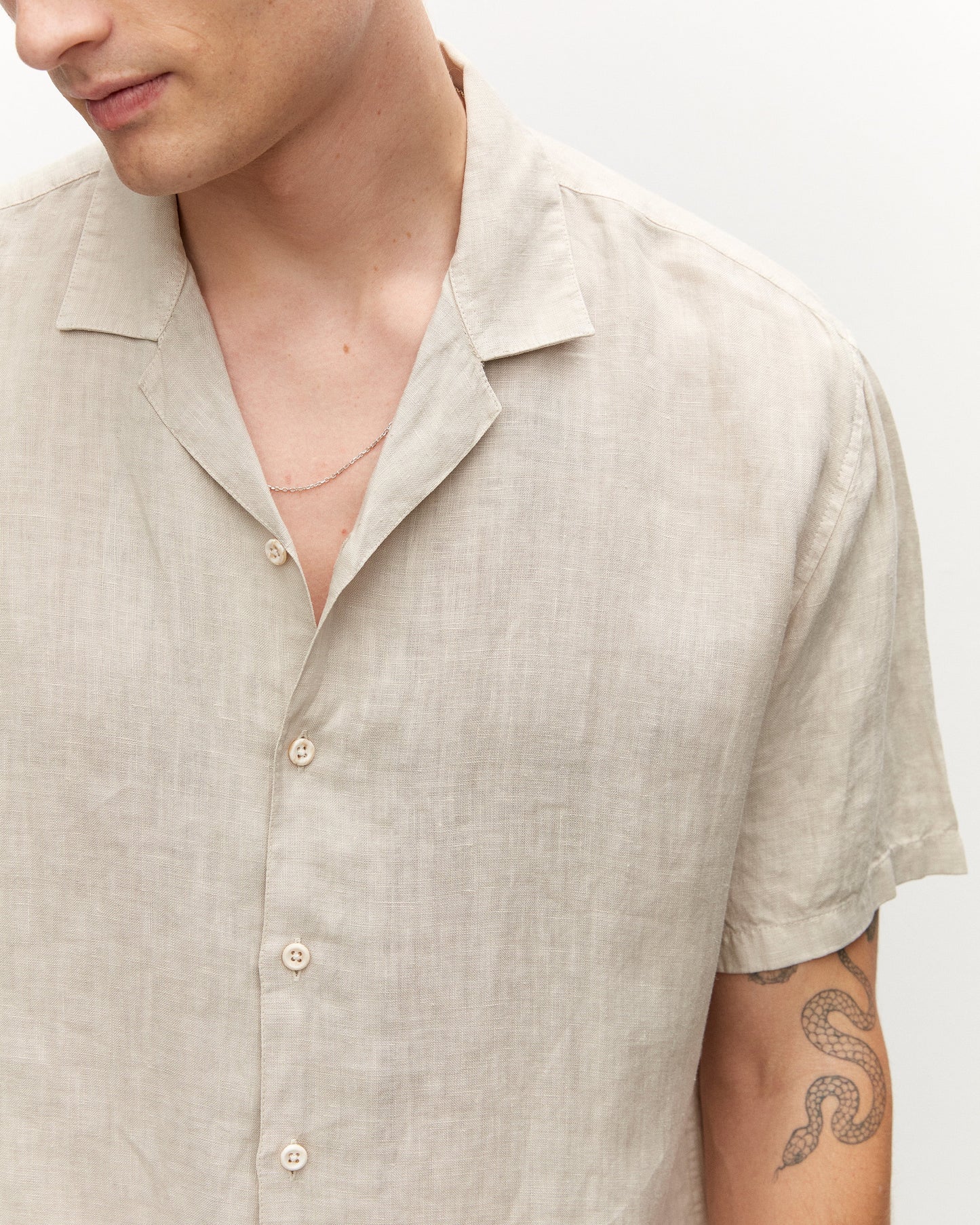 Linnen shirt met korte Mouwen