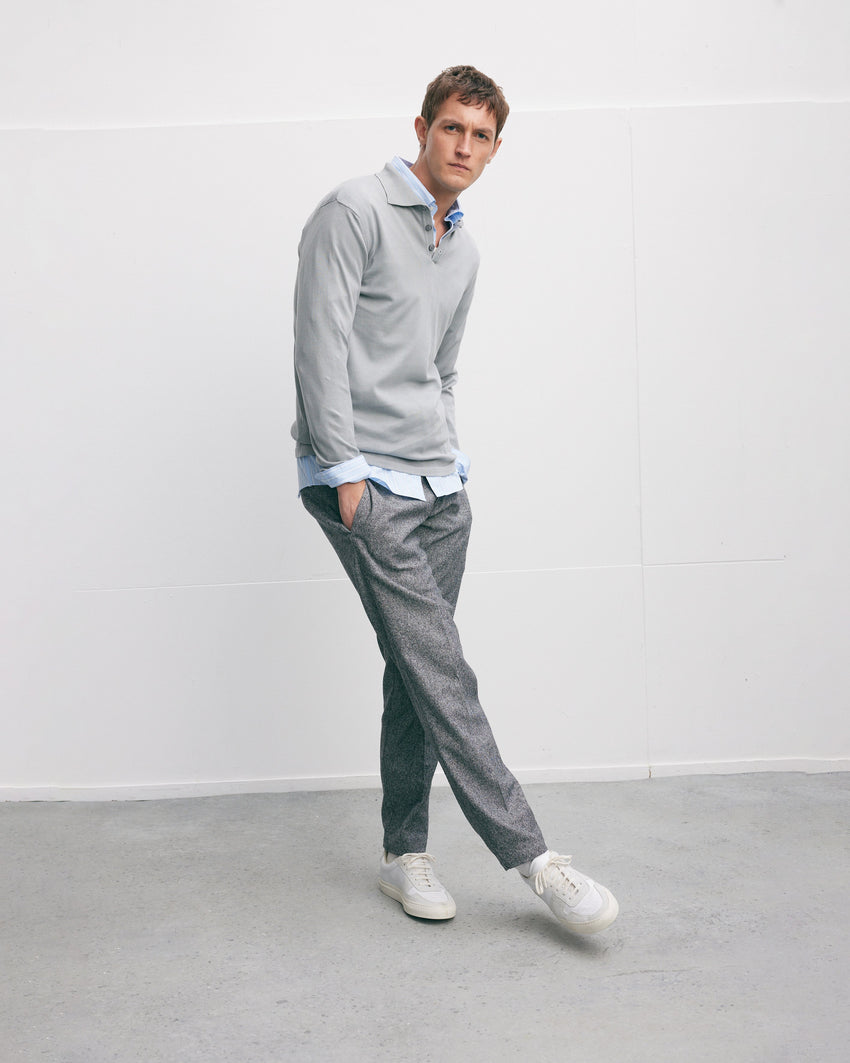 Italian Knitted Long-Sleeve Polo