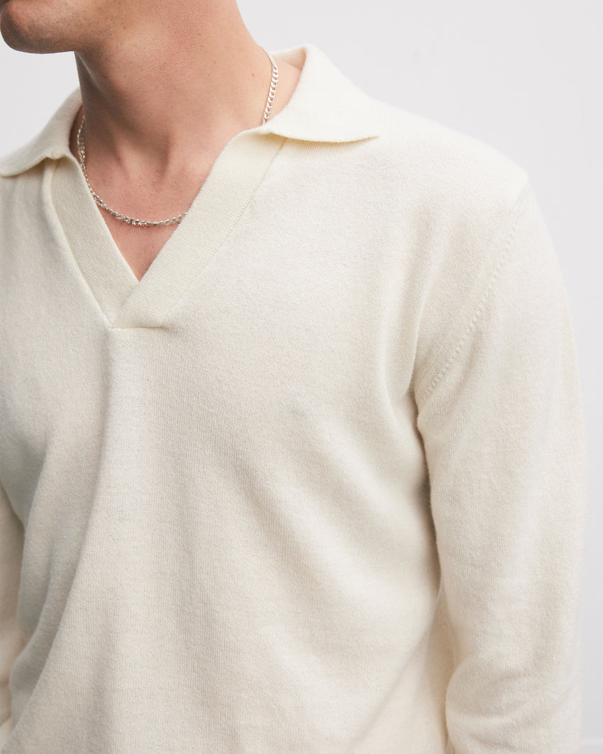 Open-Collar Knitted Polo