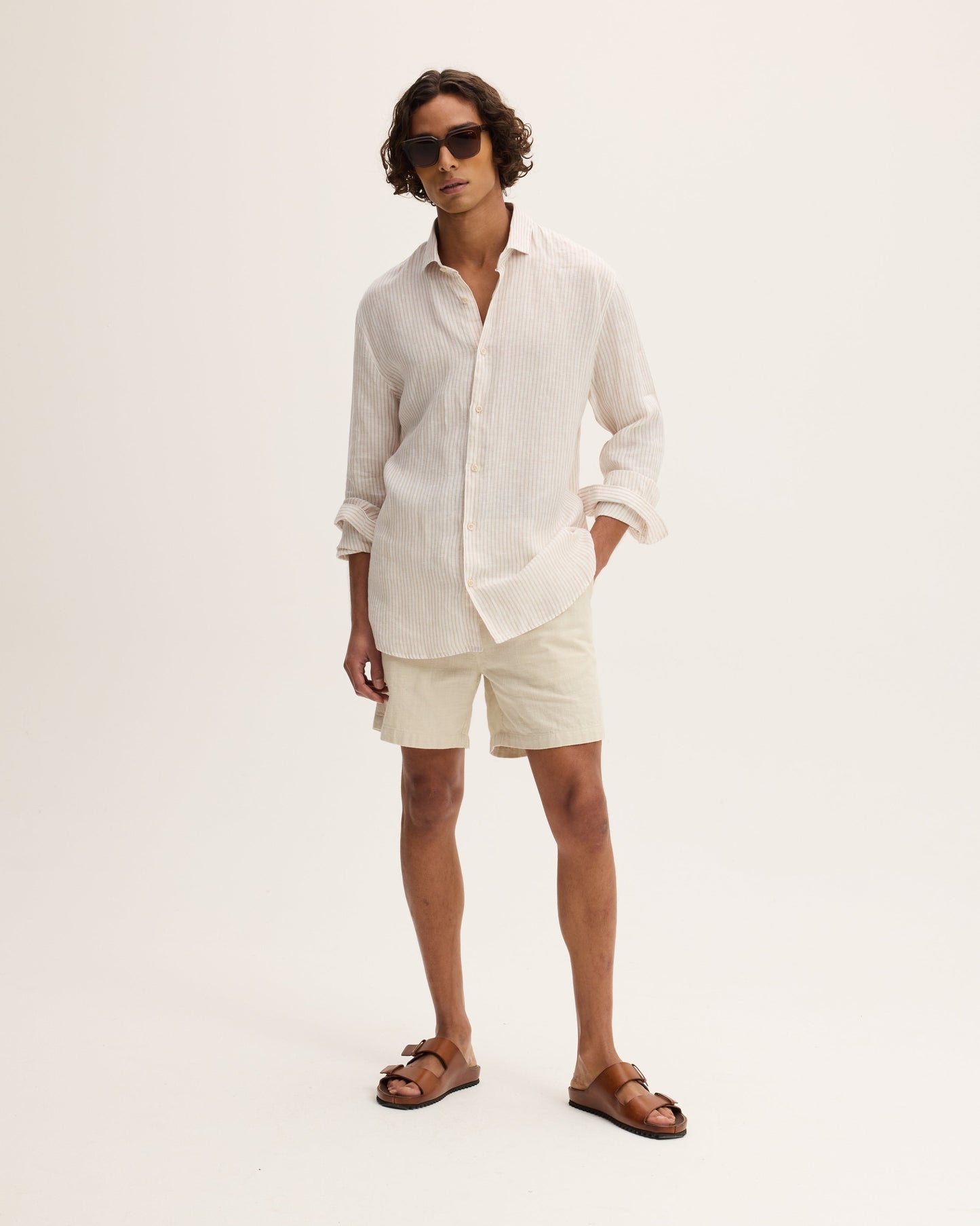 Striped Button-up Linen Shirt