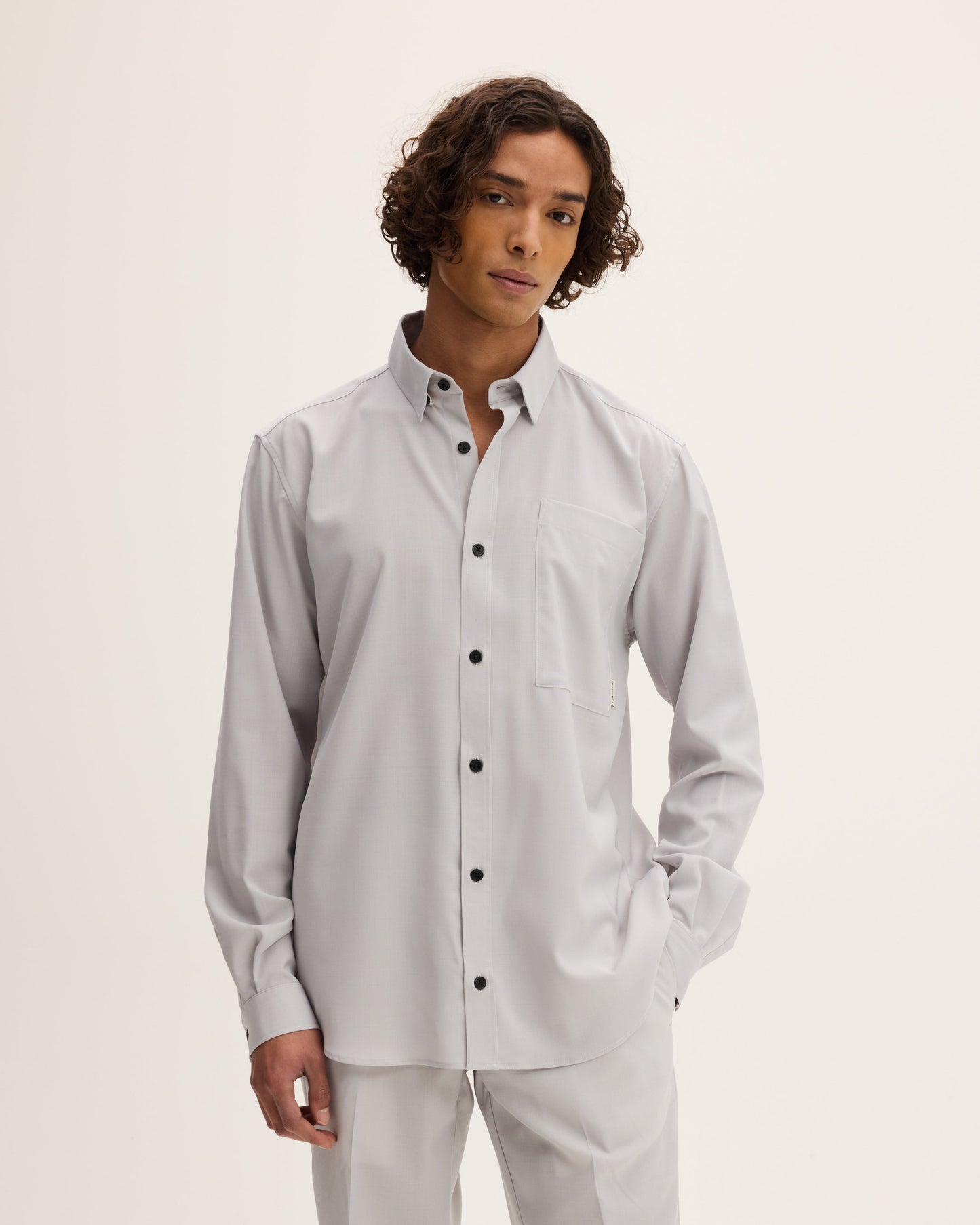 Wool-blend Button-up Shirt