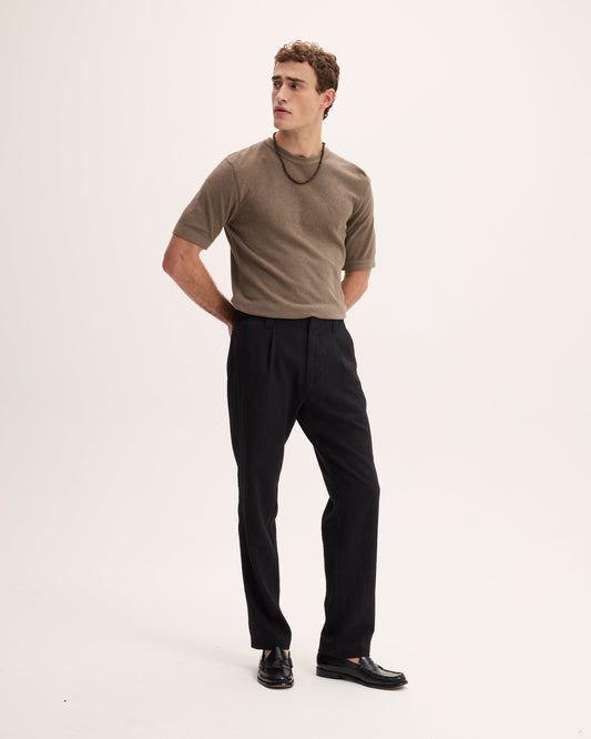 Linen Blend Tapered Trousers