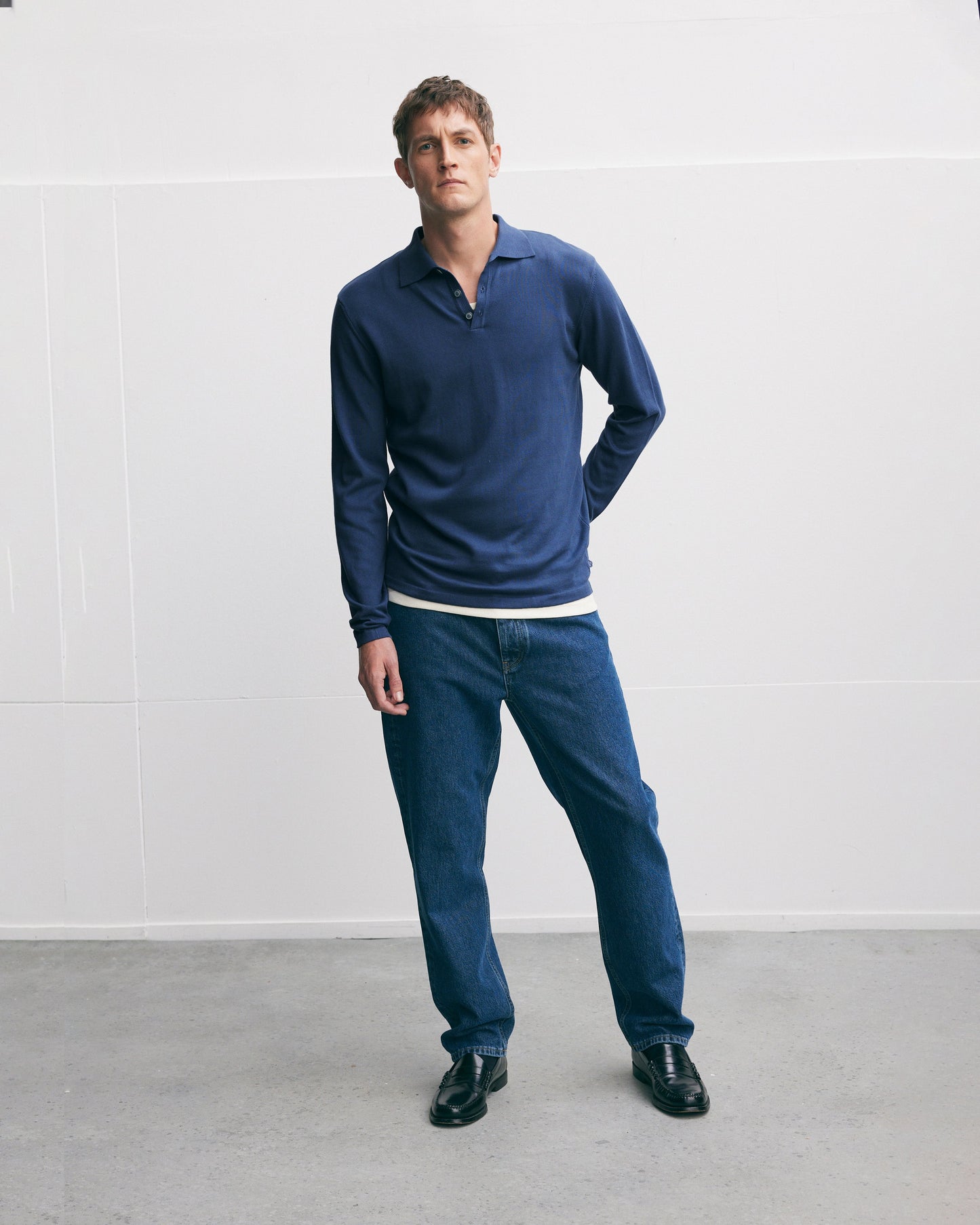 Italian Knitted Long-Sleeve Polo