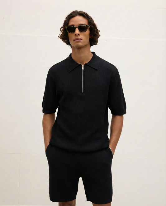 Par Knitted Zipper Polo