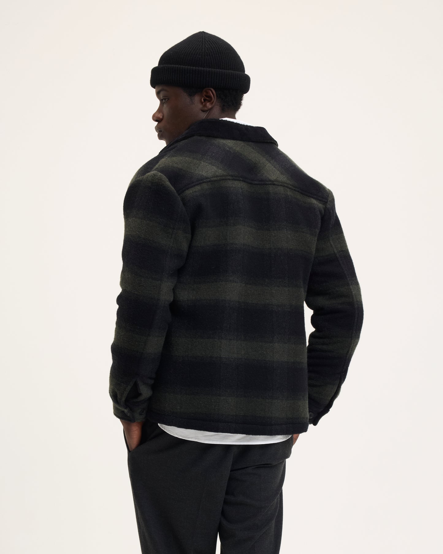 Sand Wool Jacket with Corduroy Collar