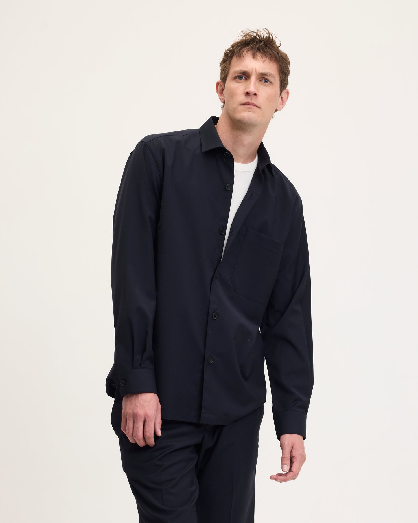 Simon Cool Wool Button-Up Shirt